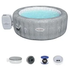 Bestway SaluSpa AirJet Inflatable 6 Person Honolulu Hot Tub Spa And Intex PureSpa Battery Powered Multi-Colored LED Spa Light