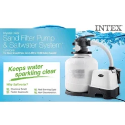 Intex 26679EG 16-Inch 2,150 GPH Krystal Clear Saltwater System And Sand Filter Pump With Automatic Timer And GFCI For Above Ground Pools, Gray -Swimline Shop GUEST 0ef4fc85 fa77 4838 91f4 44c721e5d3bd