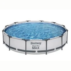 Bestway Steel Pro Max Heavy Duty 12 Foot X 30 Inch Round Above Ground Frame Swimming Pool With Filter Pump And Flowclear 12 Foot Pool Cover With Ropes -Swimline Shop GUEST 0f3054d8 8e28 4b8a 9efa 209aad468955
