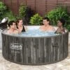 Bestway Coleman Napa AirJet 5 To 7 Person Inflatable Hot Tub Round Portable Outdoor Spa With 180 AirJets And EnergySense Energy Saving Cover, Brown