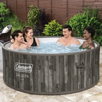 Bestway Coleman Napa AirJet 5 To 7 Person Inflatable Hot Tub Round Portable Outdoor Spa With 180 AirJets And EnergySense Energy Saving Cover, Brown