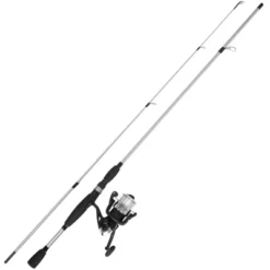 Fishing Rod And Reel Combo, Spinning Reel Fishing Pole, Fishing Gear For Bass And Trout Fishing, Silver, Strike Series By Leisure Sports
