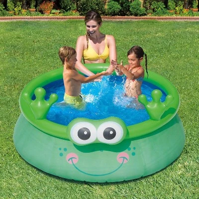Summer Waves 6 Foot X 20 Inch Inflatable Frog Character Quick Set Kiddie Swimming Pool And Ball Pit With Fast Inflating Design, Green 3 Summer Waves 6 Foot X 20 Inch Inflatable Frog Character Quick Set Kiddie Swimming Pool And Ball Pit With Fast Inflating Design, Green