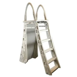 Confer 48-56 Inch Above-Ground Pool Ladder And 9 X 24 Inch Protective Ladder Mat