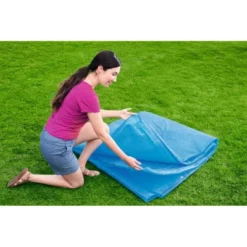 Bestway 14 Ft Round Above Ground Solar Heat Swimming Pool Floating Cover & FlowClear AquaScoop Extendable 64 In Mesh Skimmer Net For Pool Maintenance -Swimline Shop GUEST 38c8b7af 87cc 424b bba4 532e1231db90