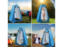 MPM 6FT Pop Up Privacy Tent Instant Shower Tent Portable Outdoor Rain Shelter, Camp Toilet, Dressing Changing Room With Carry Bag Blue