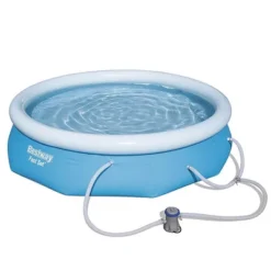 Bestway 10 Foot X 30 Inch Fast Set Inflatable Ring Round Above Ground Swimming Pool With Filter Pump, Cartridge, And Durable Cover With Ropes -Swimline Shop GUEST 58363cbb 1c4c 40ca 8860 b1dd0f0515d9