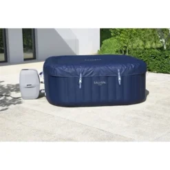 Bestway Hawaii SaluSpa 6 Person Inflatable Square Outdoor Hot Tub With 114 Soothing AirJets, Filter Cartridges, Pump, And Insulated Cover, Blue -Swimline Shop GUEST 68f9c99f a55b 4aee 8f04 685754e30ec9