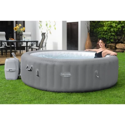 Bestway 6-8 Person Inflatable Round Outdoor Hot Tub Grenada SaluSpa With 190 Soothing AirJets, Filter Cartridge, Pump, And Insulated Cover - Gray 3 Bestway 6-8 Person Inflatable Round Outdoor Hot Tub Grenada SaluSpa With 190 Soothing AirJets, Filter Cartridge, Pump, And Insulated Cover - Gray