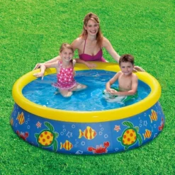 Summer Waves P1000515C167 5ft X 15in Inflatable Quick Set Pool W/ Ocean Print