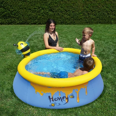 JLeisure Sun Club 12010 5 Foot X 16.5 Inch 1 To 2 Person Capacity Bee Spray 3D Kids Outdoor Above Ground Inflatable Kiddie Swimming Pool, Blue, 2 Pack 6 JLeisure Sun Club 12010 5 Foot X 16.5 Inch 1 To 2 Person Capacity Bee Spray 3D Kids Outdoor Above Ground Inflatable Kiddie Swimming Pool, Blue, 2 Pack - Image 4