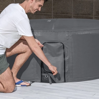 SaluSpa 71 X 26 Inch EnergySense Insulating Round Thermal Spa Cover With DuraPlus Weatherproof Material And Zippered Door For Pump, Gray 6 SaluSpa 71 X 26 Inch EnergySense Insulating Round Thermal Spa Cover With DuraPlus Weatherproof Material And Zippered Door For Pump, Gray - Image 4