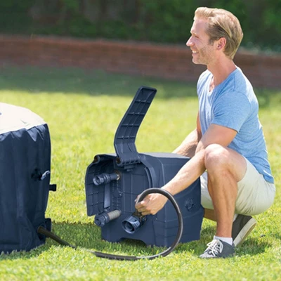 Intex 28449EP PureSpa Plus Greystone Inflatable Square Hot Tub, 83 X 28" & 29001E PureSpa Type S1 Easy Set Spa Filter Replacement Cartridges (12 Pack) 6 Intex 28449EP PureSpa Plus Greystone Inflatable Square Hot Tub, 83 X 28" & 29001E PureSpa Type S1 Easy Set Spa Filter Replacement Cartridges (12 Pack) - Image 4