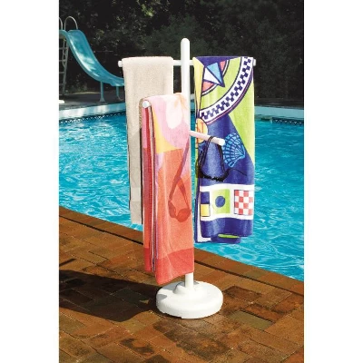 Swimline HydroTools Swimming Pool Towel Hanger Rack Poolside Organizer 51" - White 4 Swimline HydroTools Swimming Pool Towel Hanger Rack Poolside Organizer 51" - White - Image 2