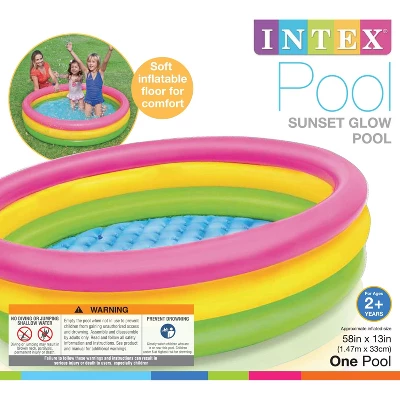 Intex 4ft X 13in Inflatable Sunset Glow Colorful Backyard Kid Play Swimming Pool 7 Intex 4ft X 13in Inflatable Sunset Glow Colorful Backyard Kid Play Swimming Pool - Image 5