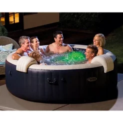 Intex 28431EP PureSpa Plus Portable Inflatable Hot Tub Bubble Jet Spa, 85 X 28", With Cup Holder And Tray Hot Tub Accessory, Tan (4 Pack) -Swimline Shop GUEST b25a4f30 e55d 4087 aaa4 4779e063b6f4