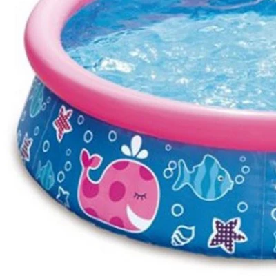 Summer Waves P1000515B167 Quick Set 5ft X 15in Round Inflatable Ring Backyard Kids Toddler Kiddie Swimming Splash Wading Pool, Pink Whale Print 3 Summer Waves P1000515B167 Quick Set 5ft X 15in Round Inflatable Ring Backyard Kids Toddler Kiddie Swimming Splash Wading Pool, Pink Whale Print