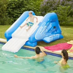 Intex Kool Splash Inflatable Play Center Swimming Pool Water Slide, Blue, And Inflatable 8.5'x5.75' Swim Center Family Pool For 2-3 Kids, Blue & White -Swimline Shop GUEST ba4c69be e232 4633 841f 8102d52edf5c