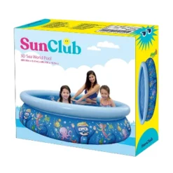JLeisure 17788 Sun Club 6.75' X 18.5" 2 To 3 Person Capacity Sea World 3D Kids Above Ground Inflatable Outdoor Backyard Kiddie Swimming Pool, Blue -Swimline Shop GUEST bc7471a8 67bf 41af b980 4a55dc00c399