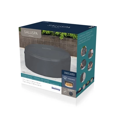 SaluSpa 71 X 26 Inch EnergySense Insulating Round Thermal Spa Cover With DuraPlus Weatherproof Material And Zippered Door For Pump, Gray 4 SaluSpa 71 X 26 Inch EnergySense Insulating Round Thermal Spa Cover With DuraPlus Weatherproof Material And Zippered Door For Pump, Gray - Image 2