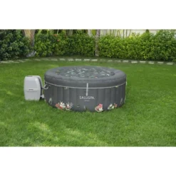 Bestway SaluSpa Aruba AirJet 2 To 3 Person Inflatable Hot Tub Round Portable Outdoor Spa With 110 AirJets And EnergySense Energy Saving Cover, Grey -Swimline Shop GUEST c37a712e 5c22 403f a37c 653acfc3f9ef