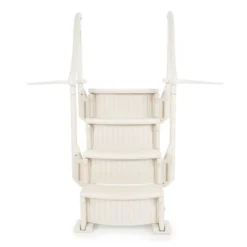 Confer 4 Step Above Ground Outdoor Swimming Pool Ladder Stair Step System With Built-In Handrails For Safe Entry And Exit, Beige