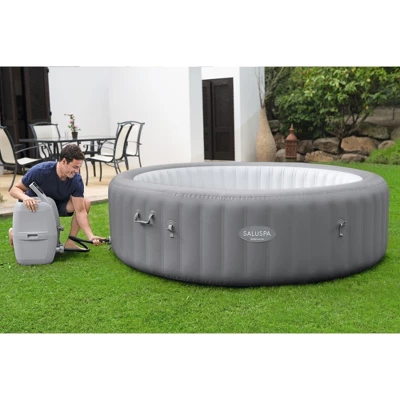 Bestway 6-8 Person Inflatable Round Outdoor Hot Tub Grenada SaluSpa With 190 Soothing AirJets, Filter Cartridge, Pump, And Insulated Cover - Gray 5 Bestway 6-8 Person Inflatable Round Outdoor Hot Tub Grenada SaluSpa With 190 Soothing AirJets, Filter Cartridge, Pump, And Insulated Cover - Gray - Image 3