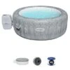 Bestway Honolulu SaluSpa 6 Person Inflatable Round Hot Tub Spa With 140 AirJets And EnergySense DuraPlus Waterproof Round Thermal Spa Cover, Gray