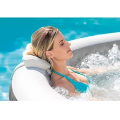 Intex Greywood Deluxe 4 Person Outdoor Portable Inflatable Hot Tub Spa With Multi-Color LED Light, Foam Headrests, And 140 Soothing Bubble Jets, Gray -Swimline Shop GUEST d92f1641 cf89 4300 ac0c 3aae6280885d