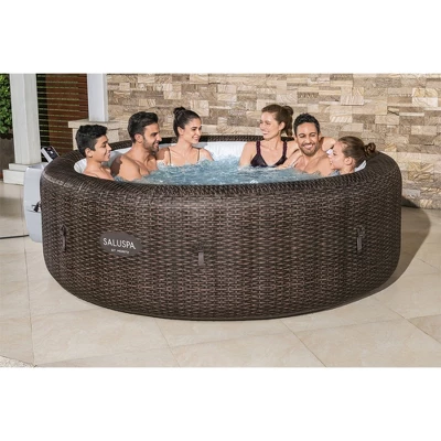 Bestway SaluSpa St Moritz AirJet 5 To 7 Person Inflatable Hot Tub Round Portable Outdoor Spa With 180 AirJets & EnergySense Energy Saving Cover, Brown 3 Bestway SaluSpa St Moritz AirJet 5 To 7 Person Inflatable Hot Tub Round Portable Outdoor Spa With 180 AirJets & EnergySense Energy Saving Cover, Brown