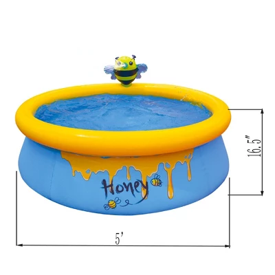 JLeisure Sun Club 12010 5 Foot X 16.5 Inch 1 To 2 Person Capacity Bee Spray 3D Kids Outdoor Above Ground Inflatable Kiddie Swimming Pool, Blue, 2 Pack 4 JLeisure Sun Club 12010 5 Foot X 16.5 Inch 1 To 2 Person Capacity Bee Spray 3D Kids Outdoor Above Ground Inflatable Kiddie Swimming Pool, Blue, 2 Pack - Image 2