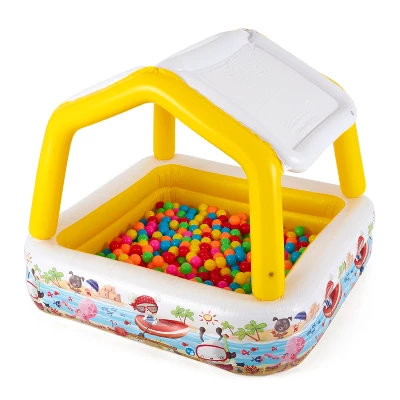 Intex 57470EP 5-Foot Square Kiddie Pool Inflatable Sun Shade Kids Swimming Pool With Canopy, Ocean Scene 4 Intex 57470EP 5-Foot Square Kiddie Pool Inflatable Sun Shade Kids Swimming Pool With Canopy, Ocean Scene - Image 2