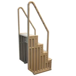 Confer STEP-1VM Stair Ladder Entry System With 4 Steps And 2 Handrails For Flat Bottom Above Ground Swimming Pool, Snap-In Installation, Warm Beige -Swimline Shop GUEST f5affdc4 eac9 4b18 a3bd eca030188e1a